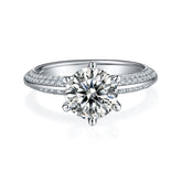2.0 Carat Round Moissanite Cathedral Engagement Ring